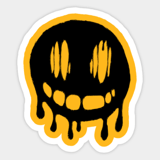 Smiley face melting (black) Sticker